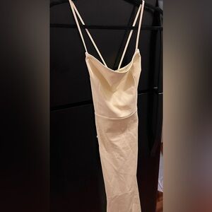 Good American Yellow midi dress, lace up back